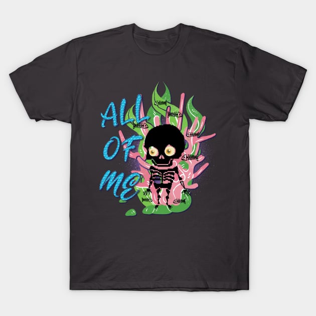 Teethgrinder Glitch Skull - All Of Me T-Shirt by Persius Vagg